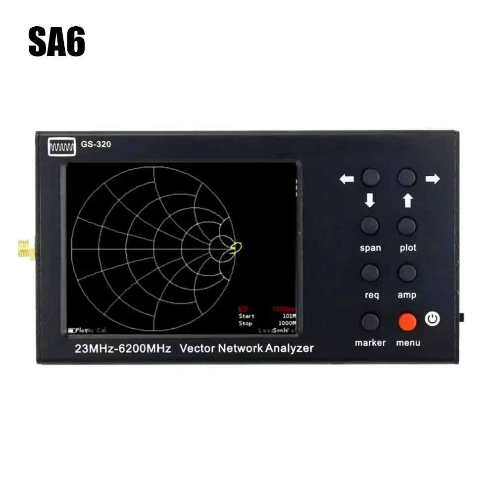 SA6 GS320 23-6200MHZ Handheld Vector Network Analyzer 10KHz Frequency Resolution,PC Software Control 3.2