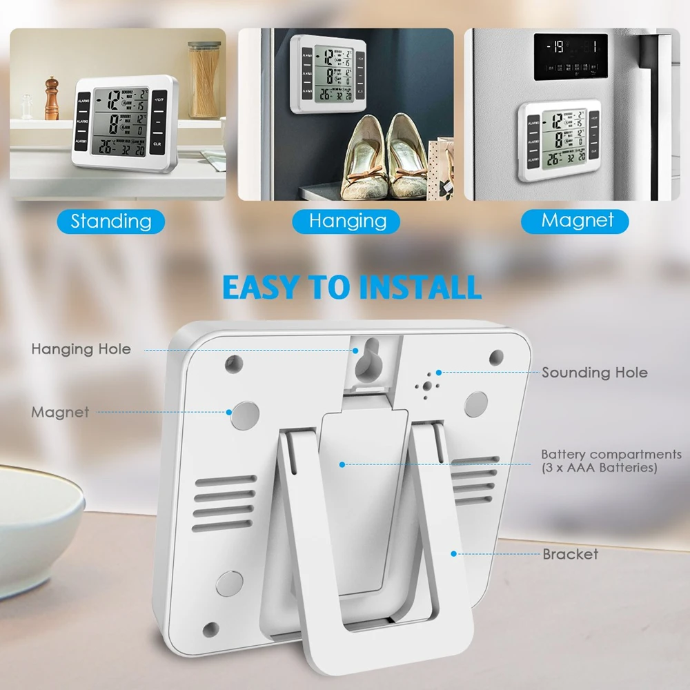 Termómetro Digital LCD, medidor de temperatura, estación meteorológica para interiores y exteriores + transmisor inalámbrico con pantalla de valor