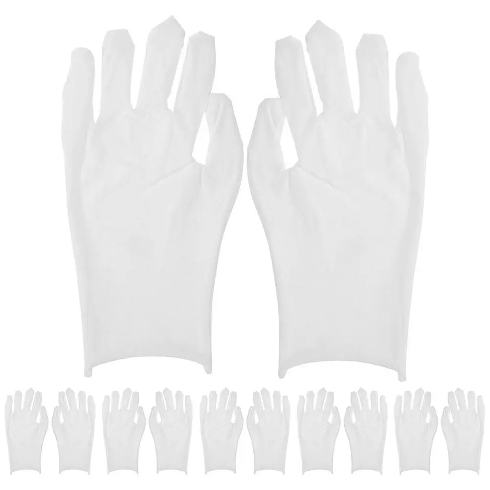 12Pairs Cotton Gloves for Men Jewelry Silver Coin Inspection Work Safety Handling Artifacts Thin Dexterity Comfortable