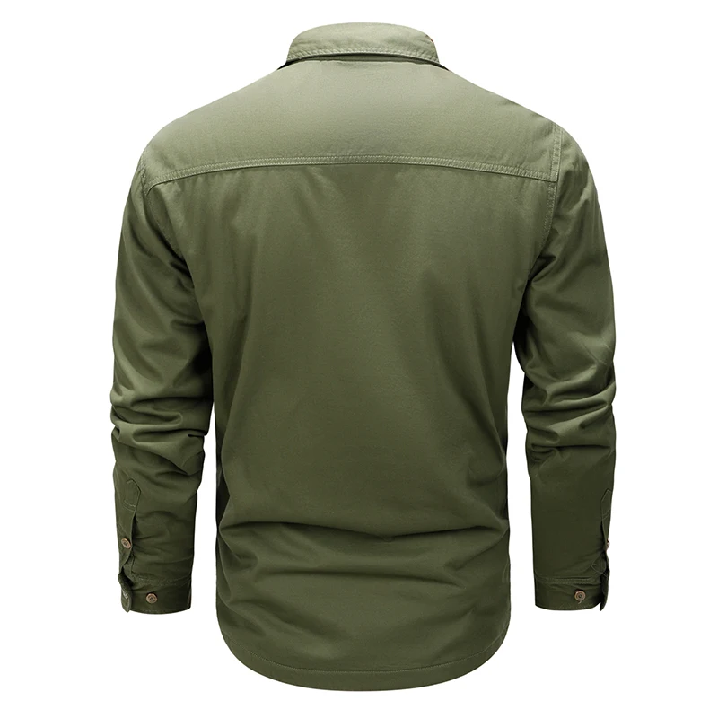 Winter Men Fleece Cargo Cotton Long Sleeve Shirts Man Casual Military Tactic Thick Shirts Man Outdoor Blouses Polo Top Shirt 5XL