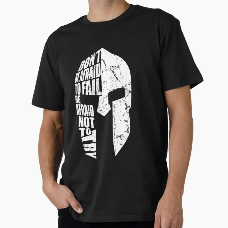 

NOT AFRAID TO FAIL Spartan warrior helmet Ancient greece Gift T Shirt This is sparta Norse mythology Graphic Tee All size Tops