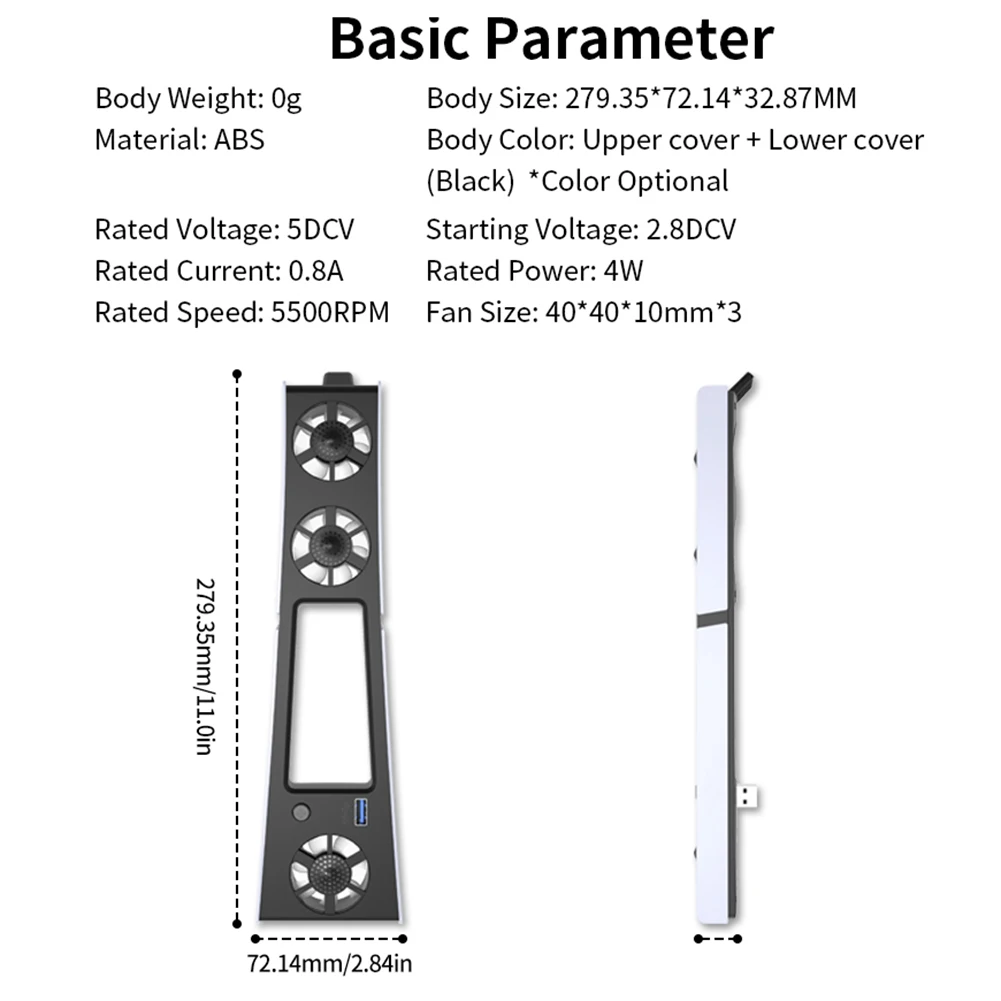 مروحة تبريد رفيعة PS5 لجهاز بلاي ستيشن 5 إصدار القرص النحيف/الإصدار الرقمي لتقليل الضوضاء مع منفذ USB 3.0 مع ضوء LED #6