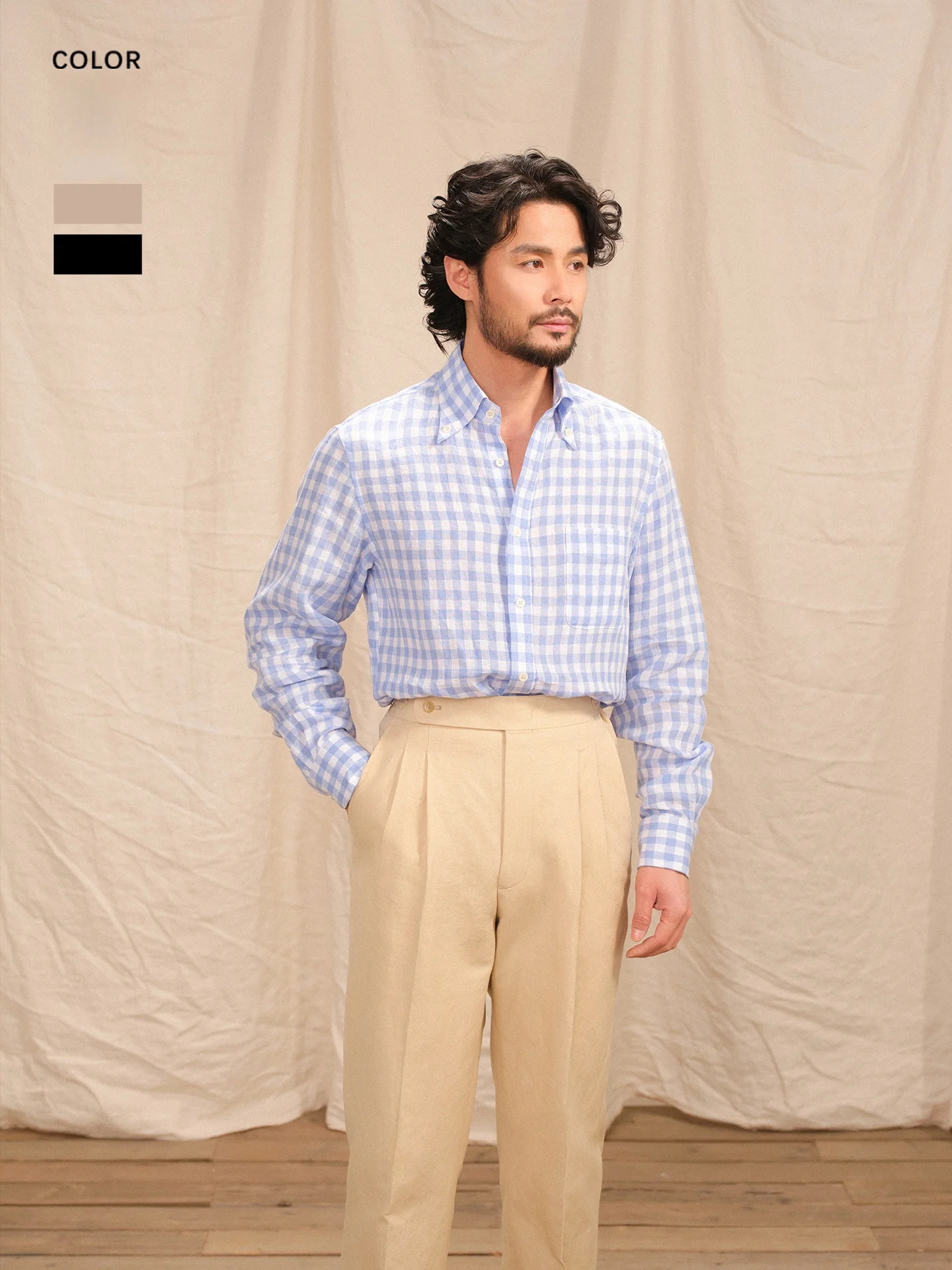 

Cultum Men's Classic Button-Down irt Breathable Linen Plaid hine Waable Long Sve Busin Casual Wear All Seasons