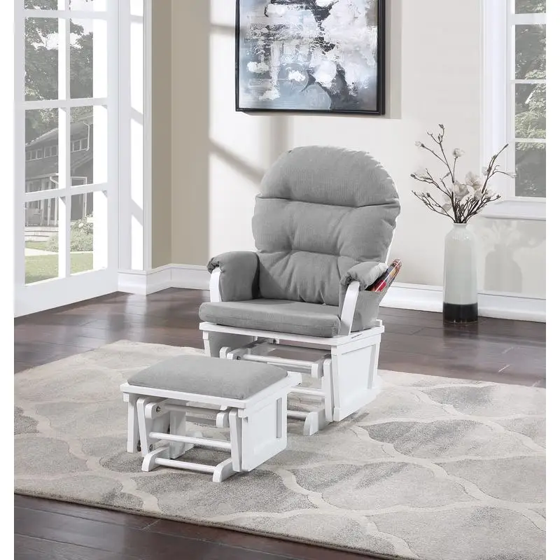 

Madison White Oyster Glider Chair & Ottoman Set for Cozy Relaxation