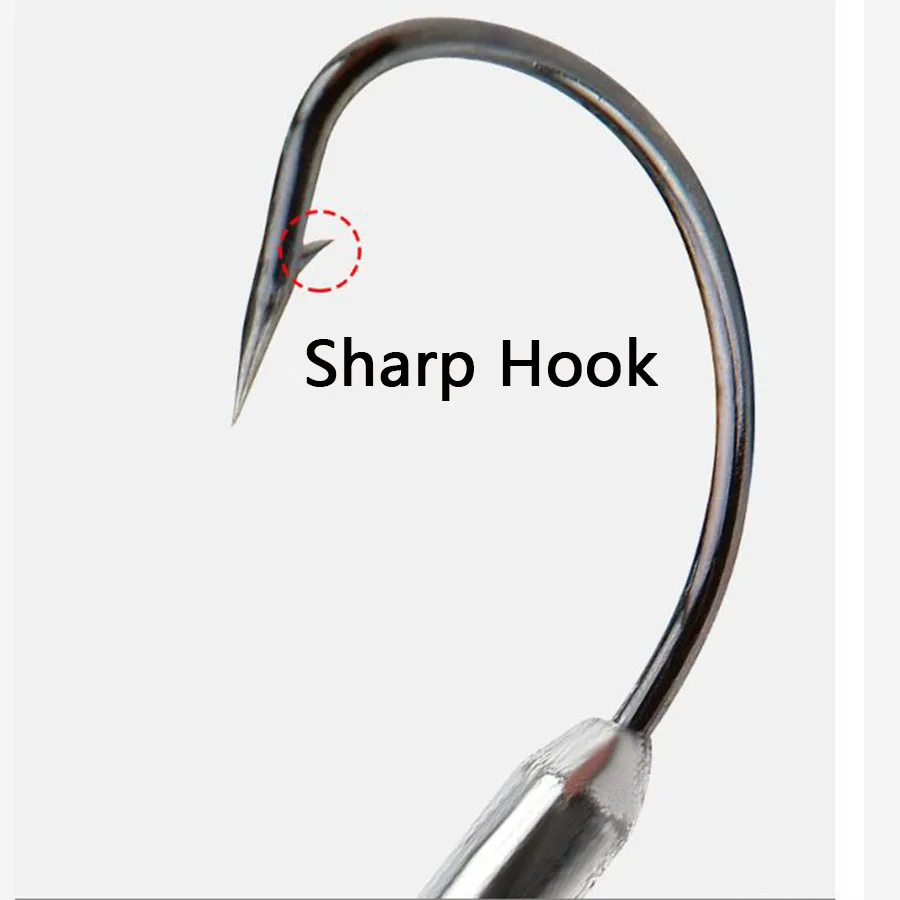 5pcs Soft Worm Lure 1/0# 2/0# 3/0# 4/0# Offset Fishing Hook High Carbon Steel Wide Crank Fishhook 2g 2.5g 3g view 3