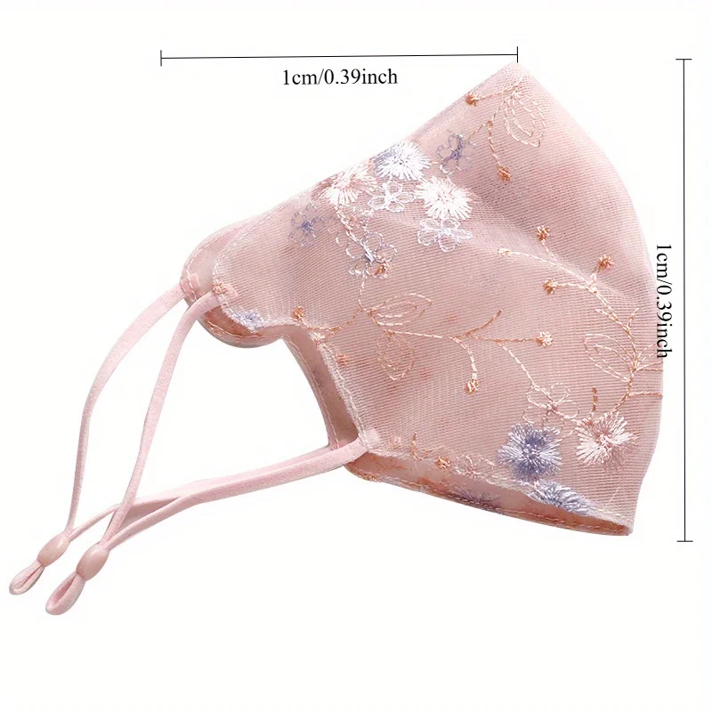 قناع الصيف الحلو زهرة مطرزة الدانتيل قابل للتعديل قابل للغسل الحجاب المطرزة المطبوعة قناع الوجه رقيقة