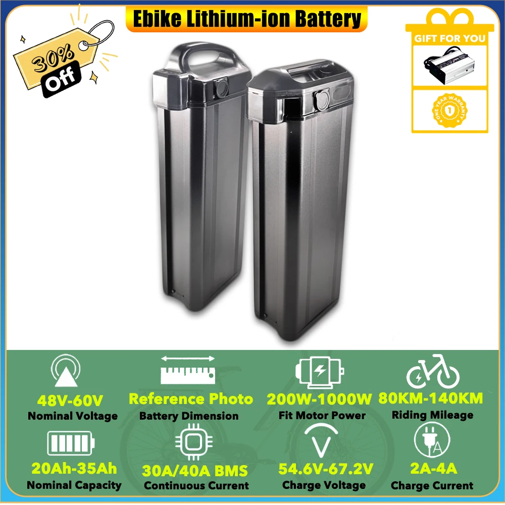 

Removable 48V 20Ah 25Ah 35Ah Lithium-ion Battery Pack for 500W 1000W Vivi Z8 Folding Electric Bicycle Ebike
