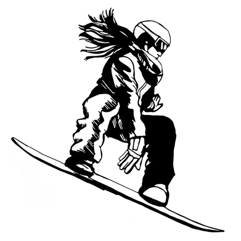N486 #13cm/17cm Black Car Sticker Interesting Snowboarder Girl Extreme Sport  Accessories Pegatinas Para Coche DIY Car Styling