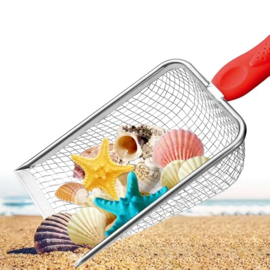 Beach Mesh Shovel, Sand Sifter Tool for Shell Collecting with Durable Mesh Net - Sand Scoop for Picking Up Shells - Beach Toys