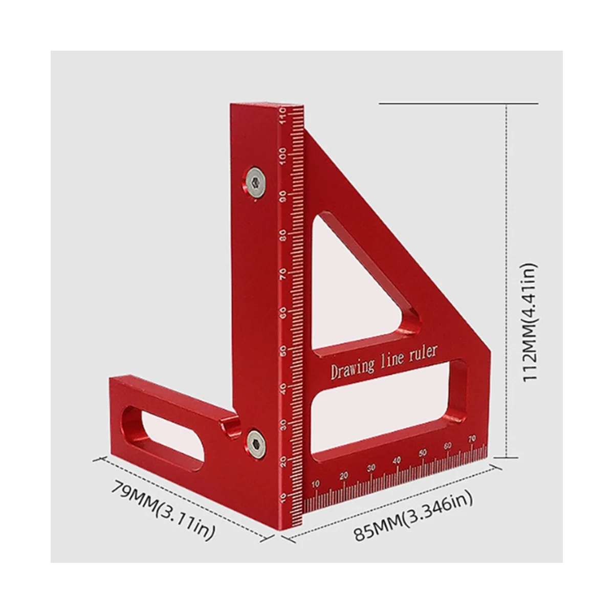 Деревообрабатывающий квадратный транспортир из алюминиевого сплава, угловая треугольная линейка, макет, измерительный инструмент для инженера, плотника-красный