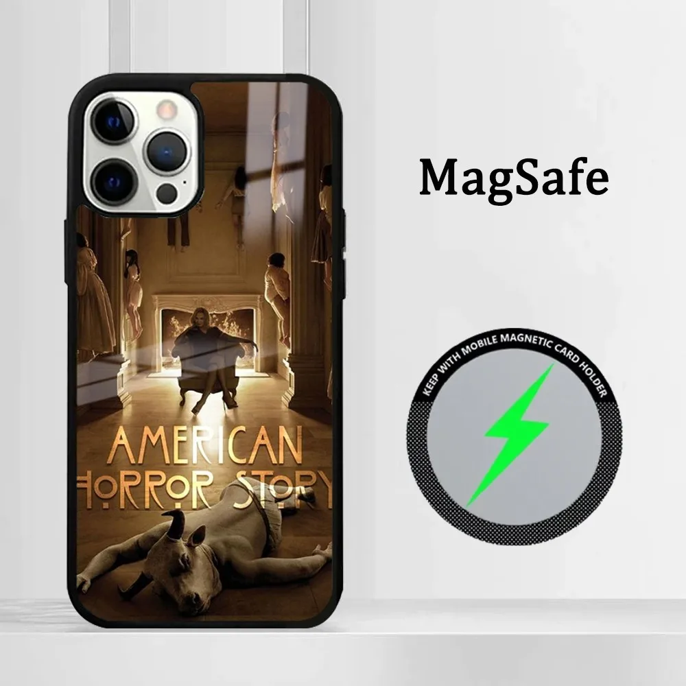 A-American H-Horror S-Story Phone Case For iPhone 16 15 14 13 12 11 Pro Max Plus Mini Magsafe Mirror Wireless Magnetic Cover