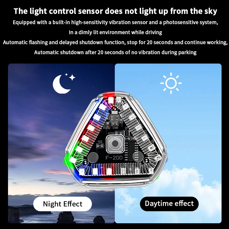 Solar Power Strobe Warning Light Motorbike Colorful Waterproof LED Night Rear Collision Flashing Siganl Lamp For Motorcycle Car