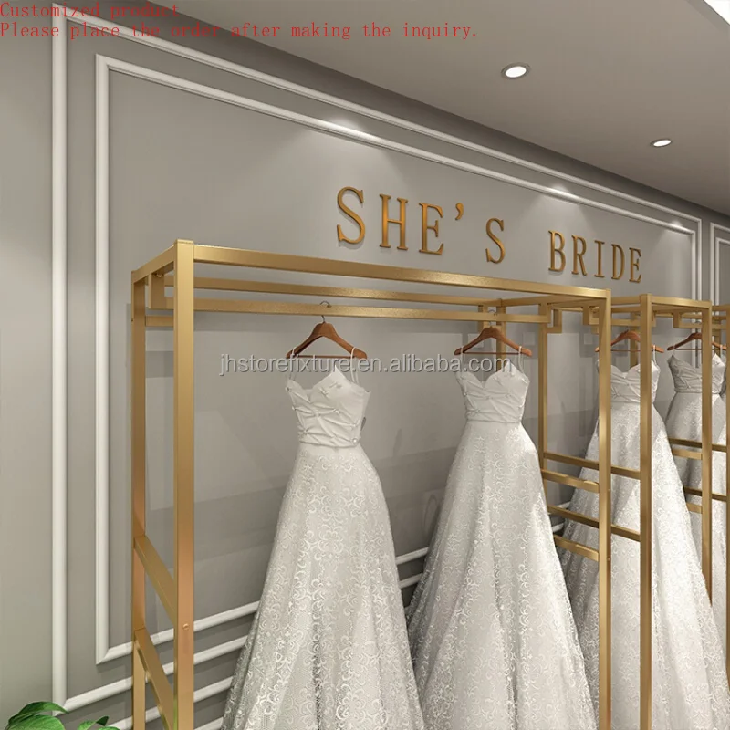 

Custom.Wholesale Suit Wedding Dresses Stainless Steel Polished Electroplated Gold Luxury Wedding Dress Shop Shinny Golden Clothi