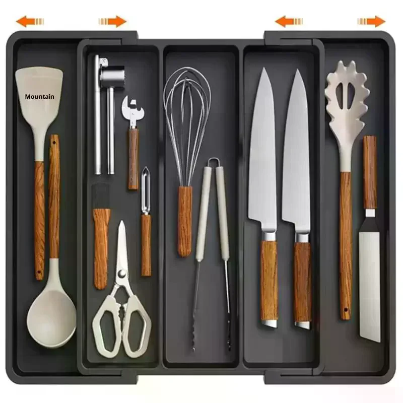 Expandable Cooking Utensil Tray Utensil Organizer For Kitchen Drawers Adjustable Cutlery Silverware Flatware Holder Kitchen Tool