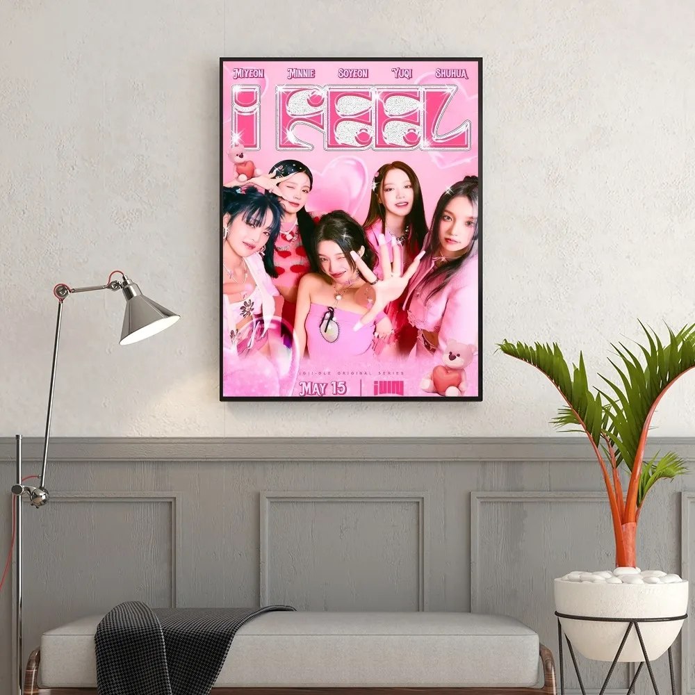 Girls Group G-Gidle Poster Self-adhesive Art Poster Retro Kraft Paper Sticker DIY Room Bar Cafe Vintage Decorative Painting