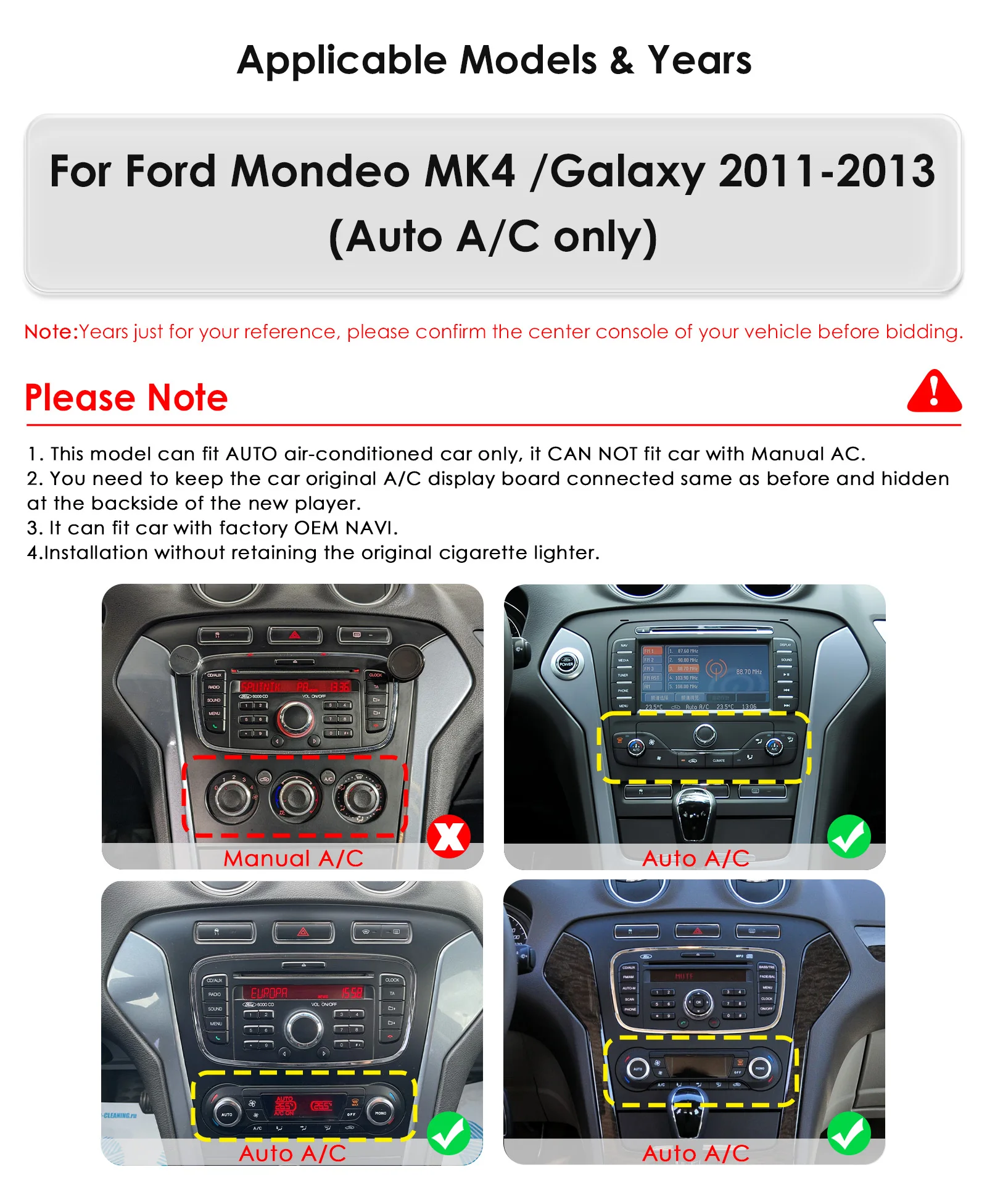 Hizpo 9.7 inch Android 14 For Ford Mondeo Mk4 Galaxy A/C 2007-2010 Car Radio Multimedia Video Player GPS 4G Wireless Carplay DSP