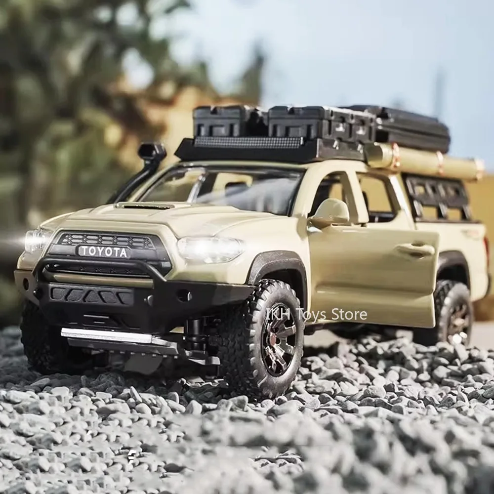 1:32 tacoma prado modelo de veículo off-road brinquedos liga diecast carros em miniatura som luz portas abertas puxar para trás para crianças presentes
