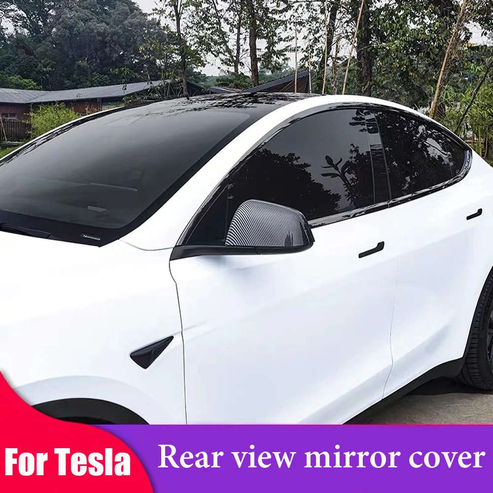 

Rear View Mirror Cover For Tesla Model Y 3 2021 2022 2023 Side Door ABS Carbon Fiber Rearview Case New Exterior Accessories