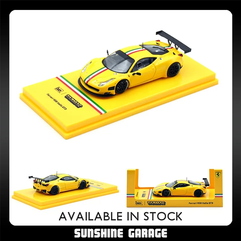 TW متوفر 1:64 فيراري 458 إيطاليا الأصفر دييكاست نموذج سيارة مجموعة لعبة صغيرة Tarmac Works