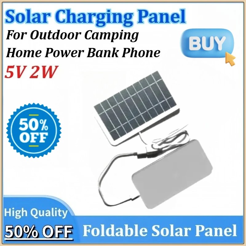 

2W Portable Solar Panel 5V Solar Plate With USB Safe Charge Stabilize Battery Charger for Phone Outdoor Camping Home Power Bank