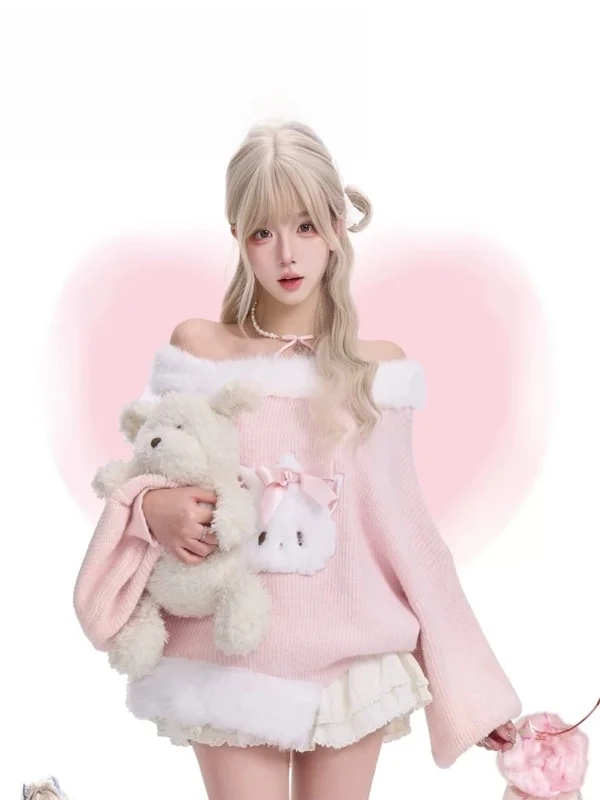 

Розовый топ Sweet Girl Aosphere с плечами и юбкой-тортом на подтяжках, комплект из двух предметов, модный повседневный зимний наряд для ...