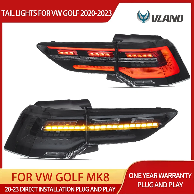 20-23 feux arrière de golf MK8 Hatchback Vland LED avec clignotant ambre séquentiel
