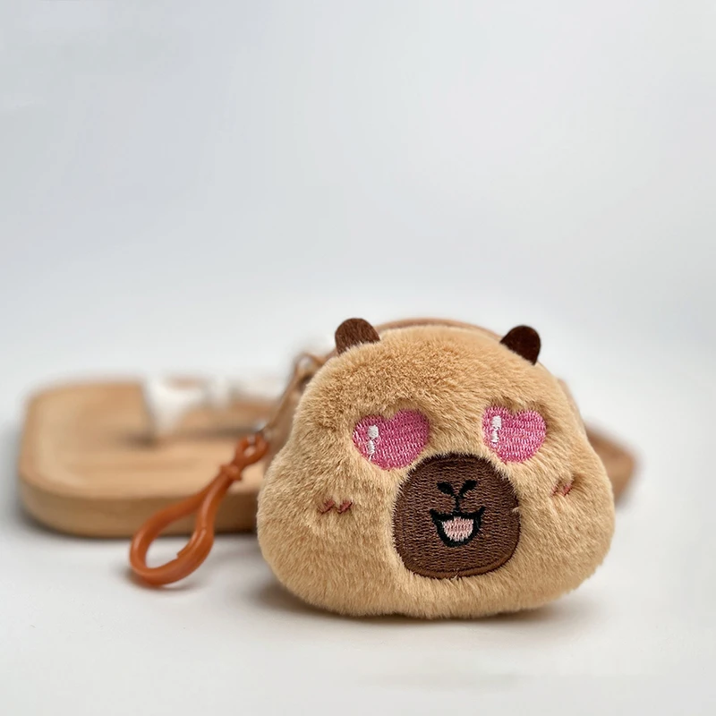 Nieuwe Creatieve Capybara Anime Pluche Portemonnee Mode Kawaii Mini Portemonnee Rond Cartoon Tassen Hanger Hoofdtelefoon Organizer