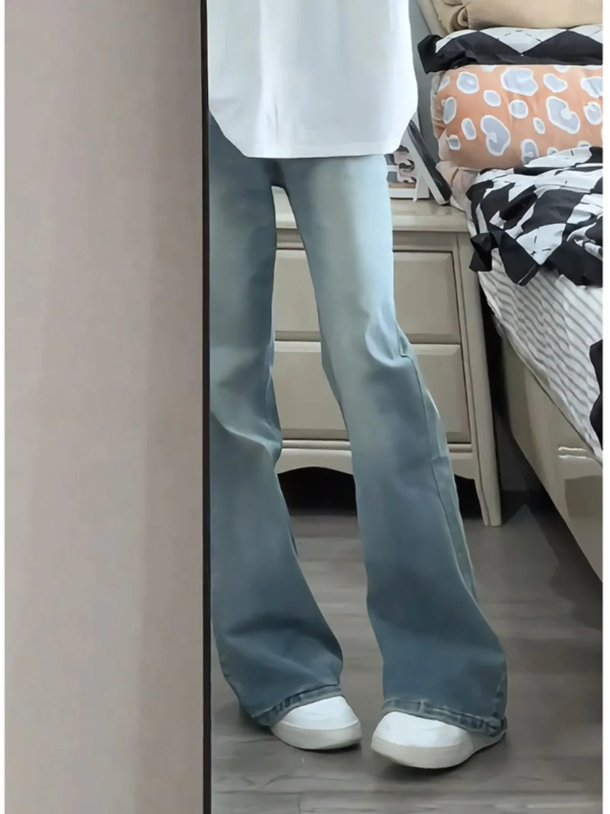 

Blue Straight Leg Men's Jeans Cleanfit Trendy American High Street Vibe Slimming Summer Pants Youth Fashion Polyester Fiber