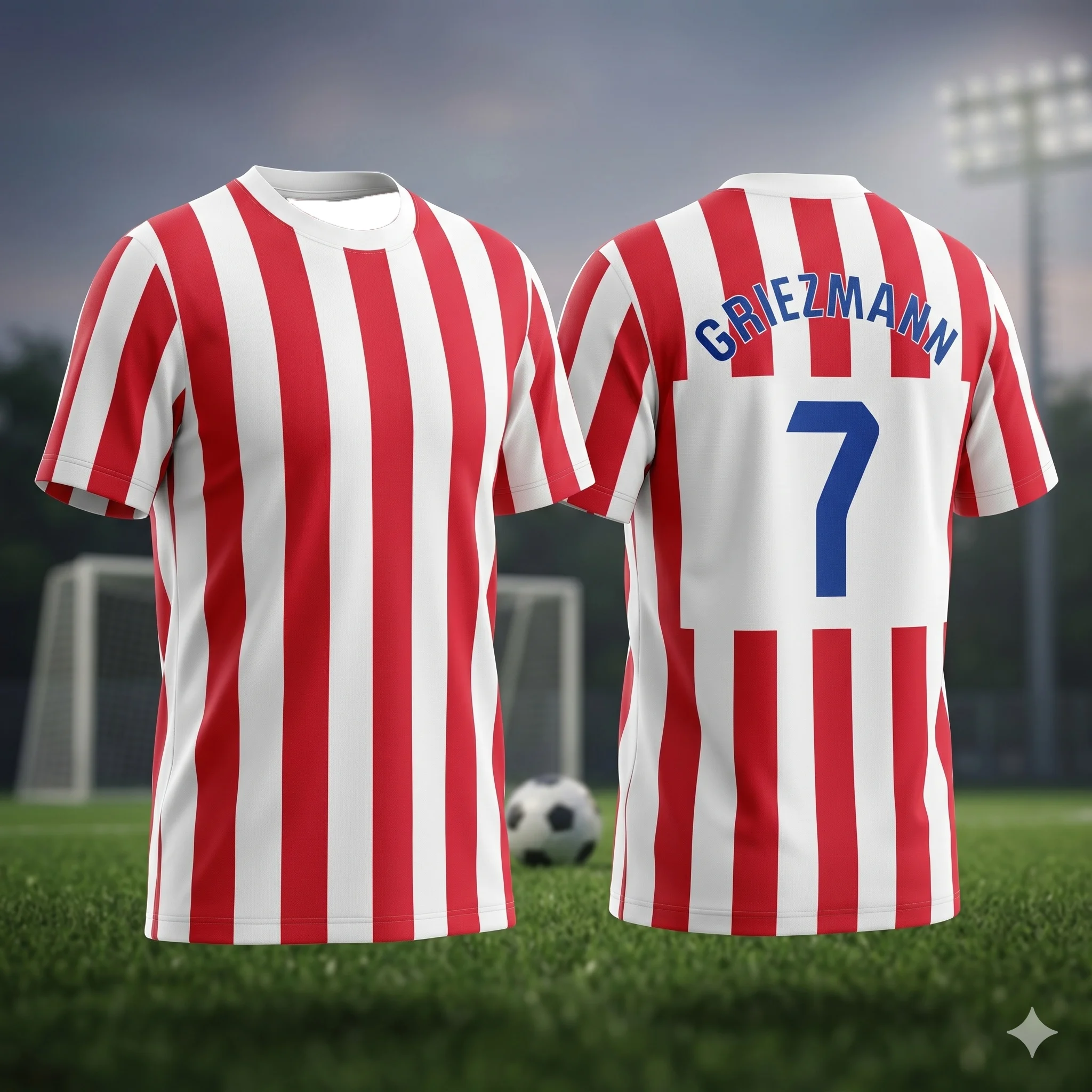 Camiseta de Futebol Infantil do Atlético de Madrid Sem Estampa Listras Vermelhas e Brancas Respirável Secagem Rápida Camiseta de Treino Esportiva para Homens e Mulheres