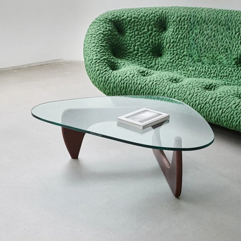 

Tempered glass solid wood triangular coffee table medieval furniture special-shaped tea table