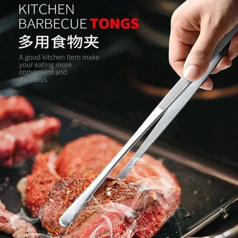 8/10/12-Inch Kitchen Tongs, Stainless Steel Culinary Plating Tweezers BBQ Tongs - Food Styling Baking Decor