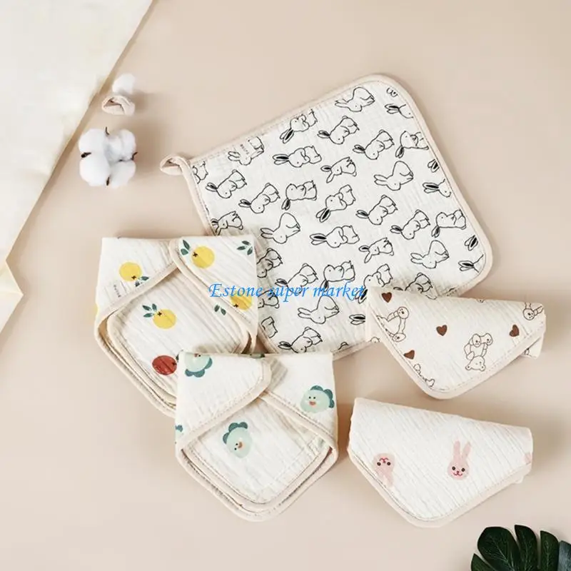 

090B Compact Portable Baby Cotton Gauze Cloth Soft & Quick Drying Washcloth Essential Cloth for Milk Feeding Face Washing