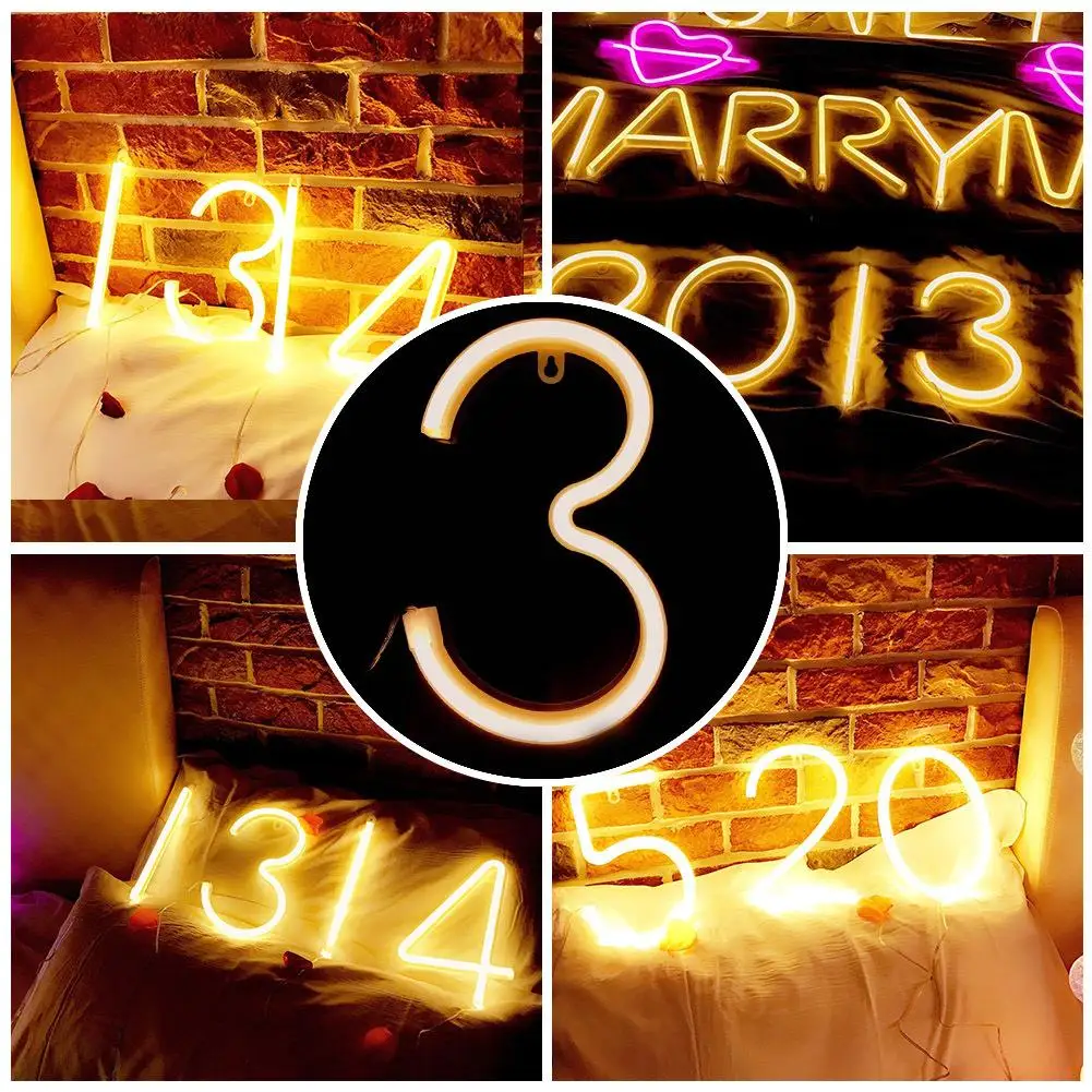 LED Luminous Number & Letter Lamp - Romantic Waterproof Neon Light for Love Parties & Proposals