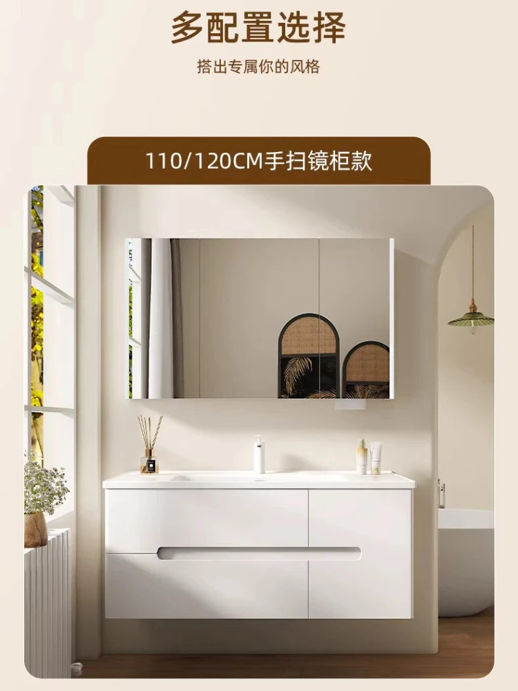 

Кремовый шкаф для ванной комнаты, керамическая встраиваемая раковина, умывальник, тумба под раковину для ванной.