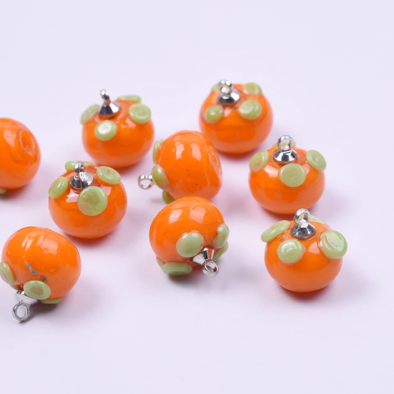 

7pcs Kawaii Imitation Fruit Resin Pendants 3D Three-Dimensional Persimmon Pendant Autumn New Diy Earring Keychain Material