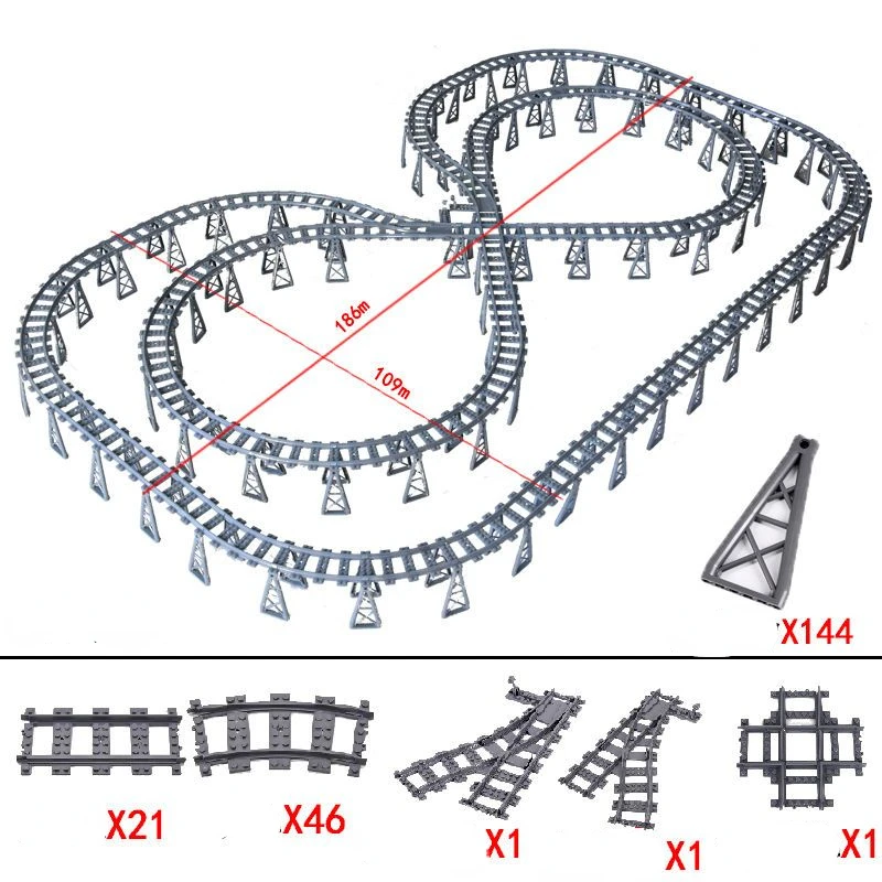 

Compatible with the assembly blocks of the train track scene Straight rail Curved rail DIY train Full set of assembly blocks