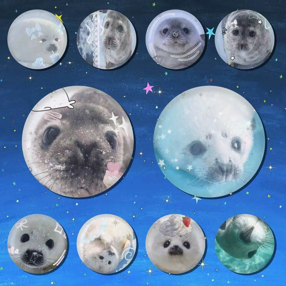 Seal Sea Weißblech-Brosche mit Figuren-Motiv, handgefertigte Broschen zur Dekoration von Rucksäcken und Kleidung