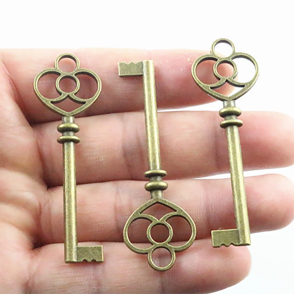 60x19mm 5pcs Antique Bronze and Antique Silver Plated Key Handmade Charms Pendant:DIY for bracelet necklace