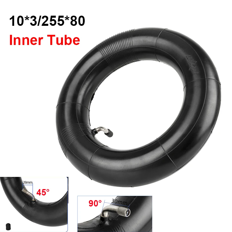 

10inch Ulip 10x3 255x80 Inner Tube with Bent 90 45 Degree Valve For 90/65-6.5 and 80/65-6 Electric Scooter Thickened Rubbe Tires