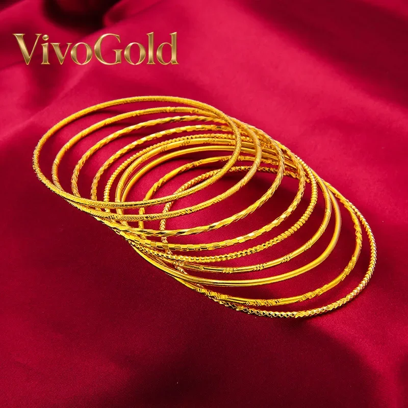 

VivoGold24K Gold Closed-Style Slim Bangle | AU999 Pure Gold, unisex design, mirror-polished finish, sleek and versatile for dail
