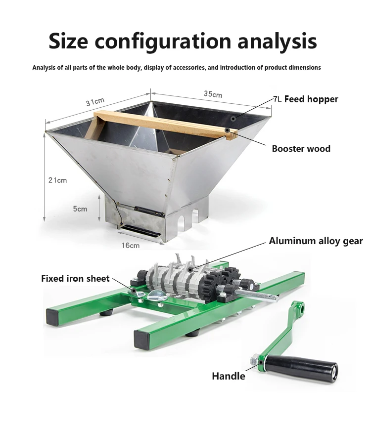 Triturador de frutas e vegetais em aço inoxidável, Triturador de maçã, Equipamento de trituração multifuncional, 7 l, Peeling de uva