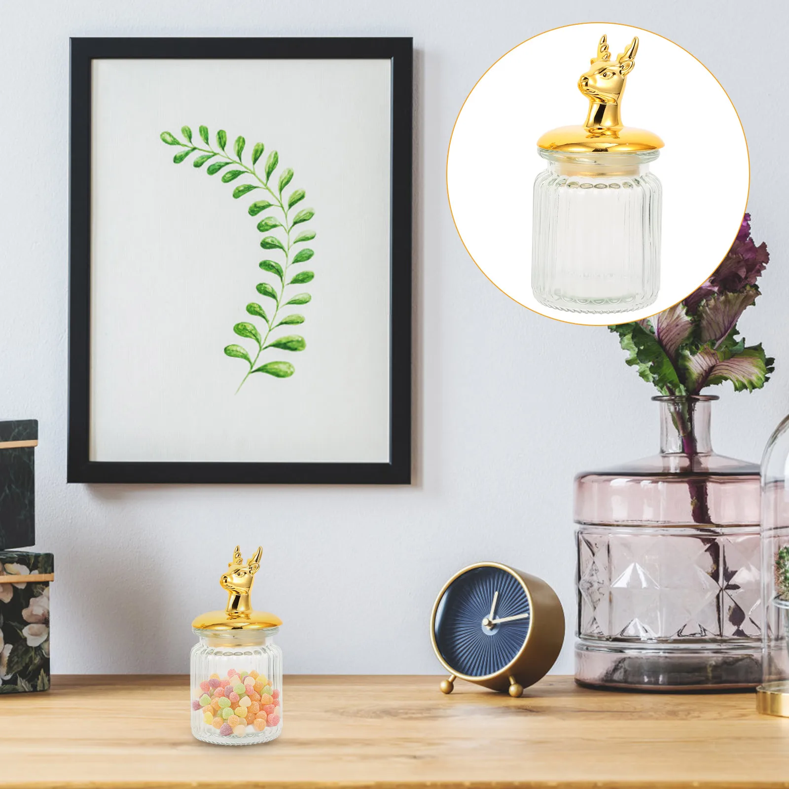 

2Pcs European-Style Animal Candy Jar Golden Decorative Storage Container for Snacks and Condiments