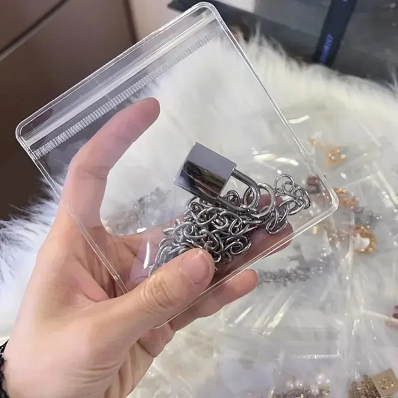 10/100 قطعة صناديق تخزين المجوهرات الراقية مع أكياس مختومة سميكة شفافة من مادة PVC المضادة للأكسدة #6