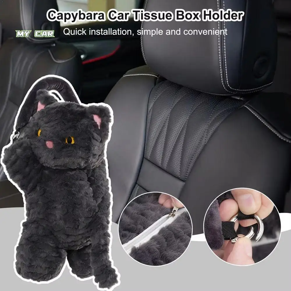 

Cartoon Hanging Paper Organizer 2 in 1 Creative Cute Plush Car Tissue Box Hangable Cute Animal Towel Paper Holder Household