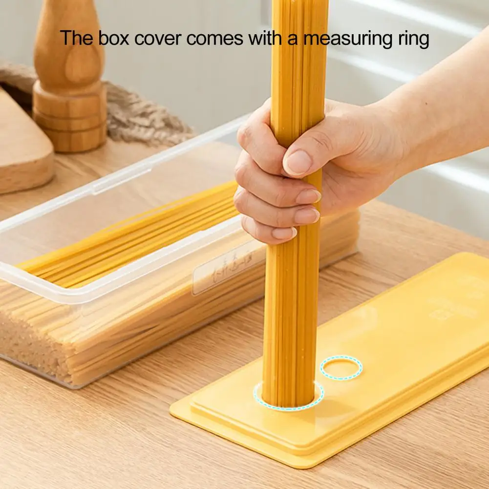 28cm Noodle Storage Box Microwavable Airtight Lid Rectangle Spaghetti Macaroni Case With Measure Ring Refrigerator Container