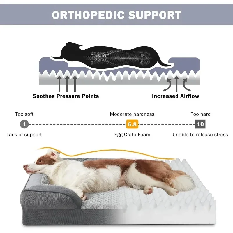 Orthopedic Dog Beds Large Sized Dog, XL Washable Sofa Bed Large, Egg-Crate Foam Couch with Removable Cover