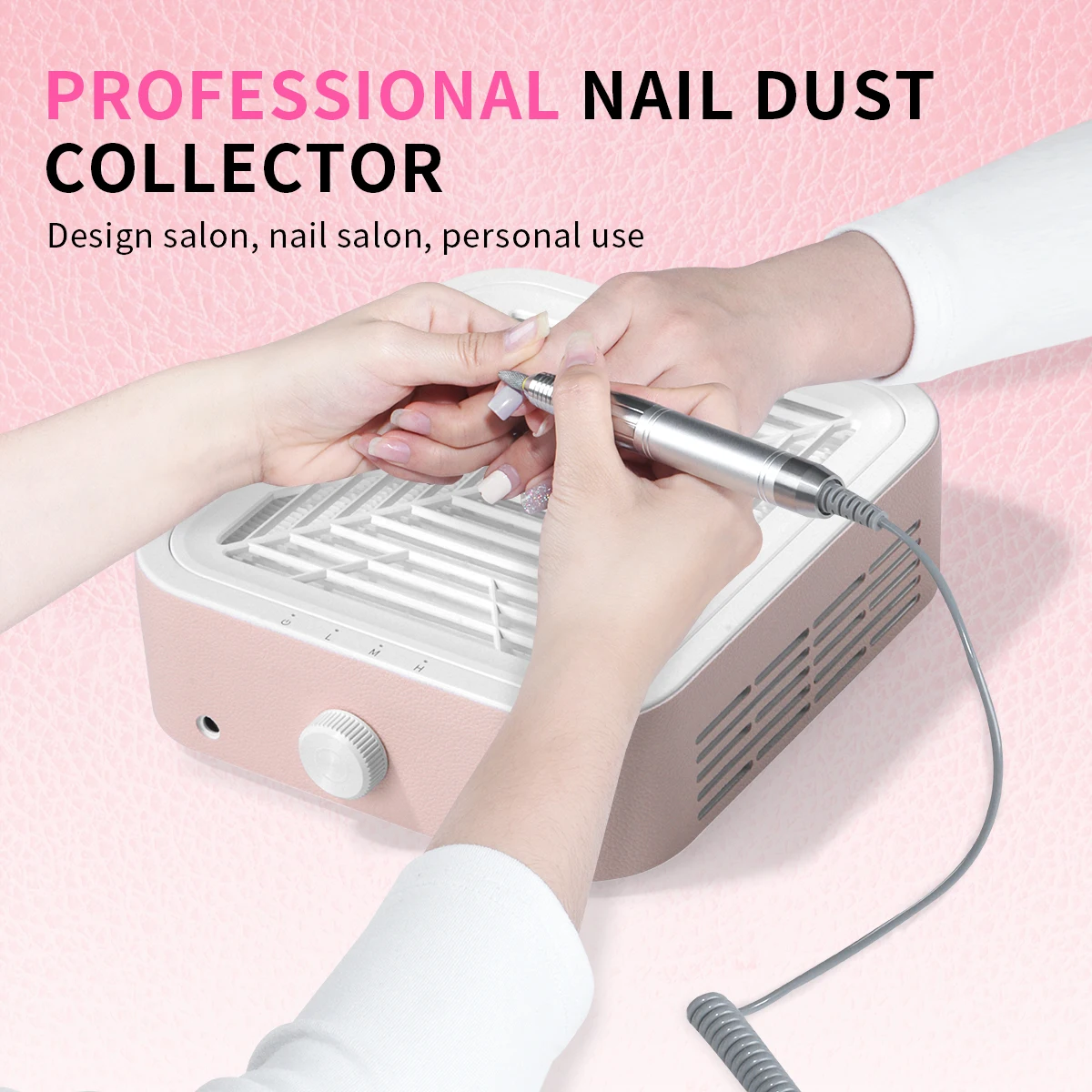 Salon Use WL008 Cordless 3 H Nail Dust Collector 12000RPM Vacuum Fan Nail Dust Extractor with Reusable Filter