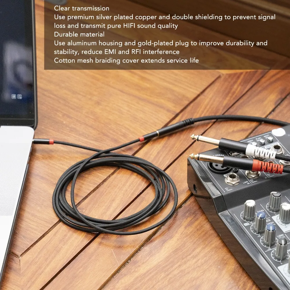 1/8 Stereo Female to Dual 6.35mm Mono Male 3.5mm to Dual 1/4 Inch Sound Splitter Cable 13.8inch Audio Splitter Cord