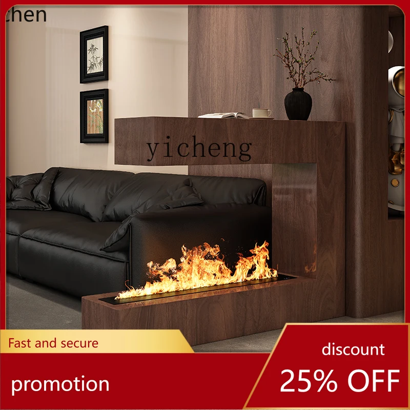 

HXL walnut color mantel living room home high-end modern simple light luxury high-end fireplace cabinet