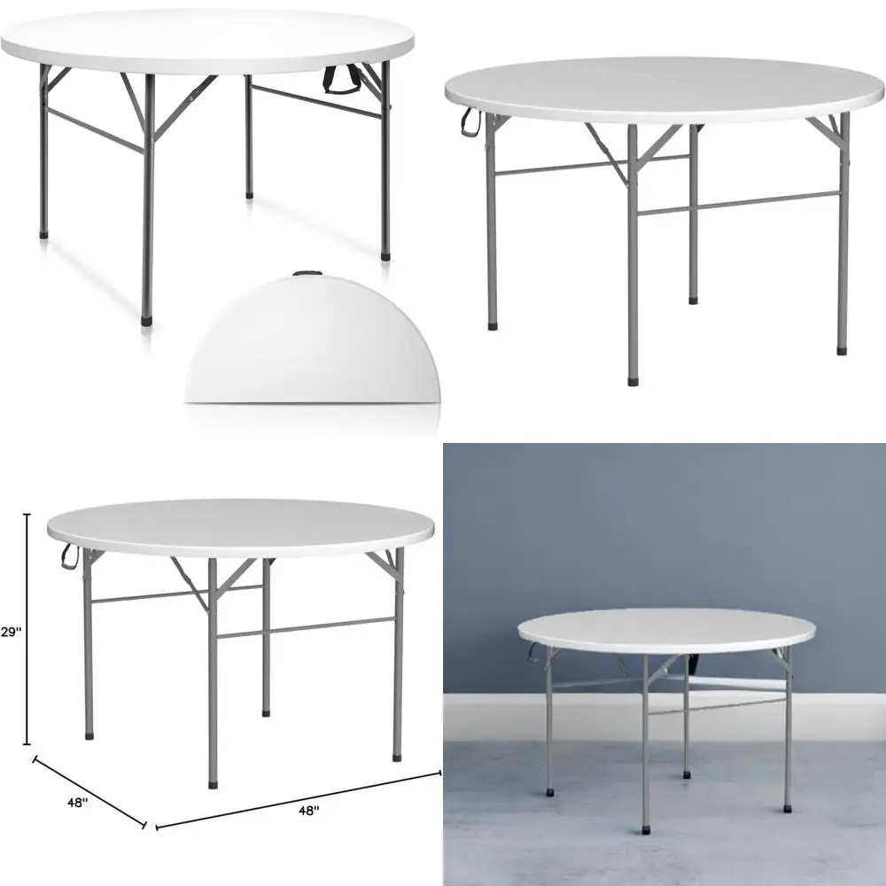 طاولة طعام بلاستيكية مستديرة قابلة للطي مقاس 48 بوصة، طاولة مطبخ محمولة لحفلات الزفاف في الهواء الطلق #1